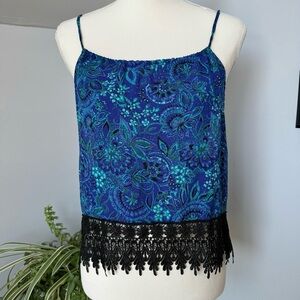 Urban Outfitters Staring at Stars Spaghetti Strap Halter Tank Embroidered Trim L